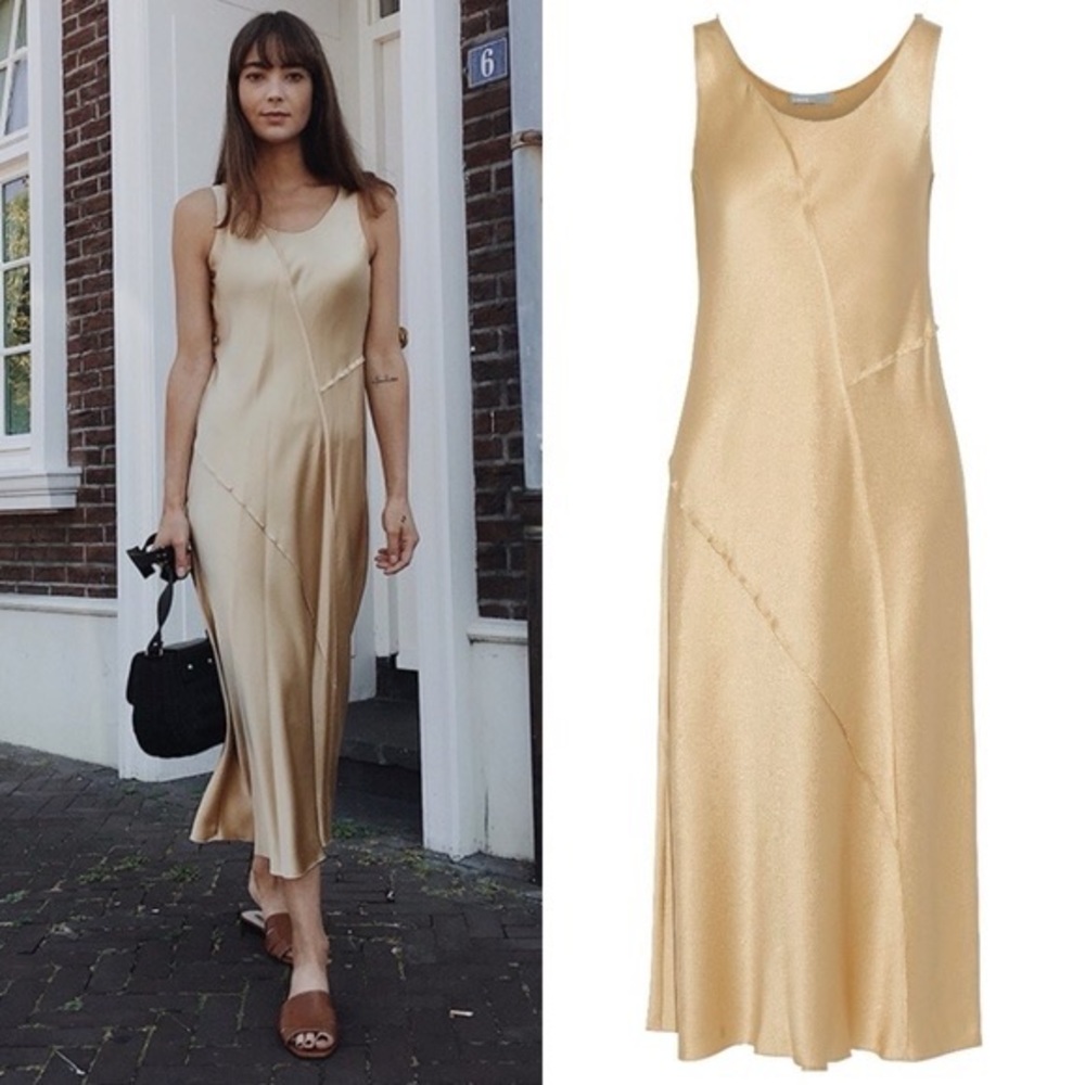 Vince 100% Silk Raw Edge Tank Slip Dress